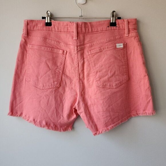 Jen 7 Pink Cutoff Denim Mid Shorts | 7 For All Mankind | Women's Size 10 Cotton - Picture 6 of 10
